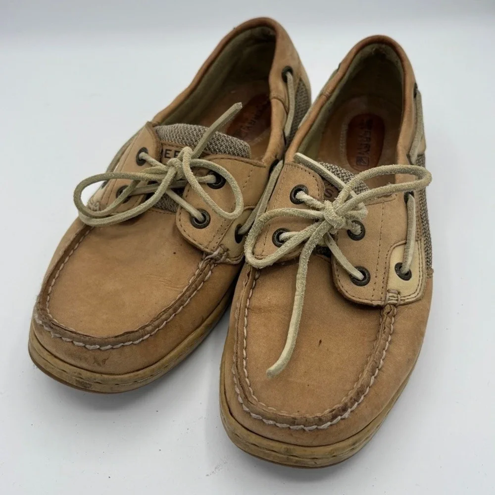 Sperry Boat Shoe Women Sz 8 Tan Leather Nautical Preppy Classic